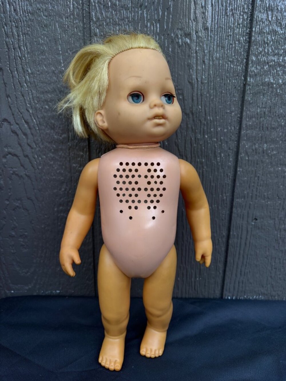Vintage Mattel Tiny Chatty Baby Doll Brother 15" Tall Pull String Blonde Hair